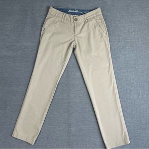 Eddie Bauer Legend Wash Boyfriend Relaxed Tan Khaki Pants Women’s 2 Petite